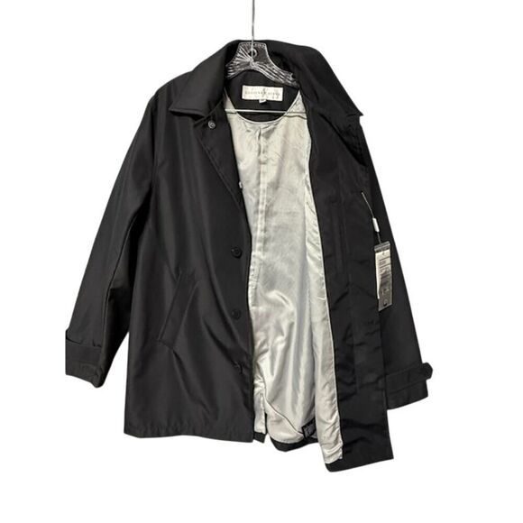 Geoffrey Beene All Weather Trench Coat Jacket Men’s M Black Button Front NWT - Picture 6 of 8
